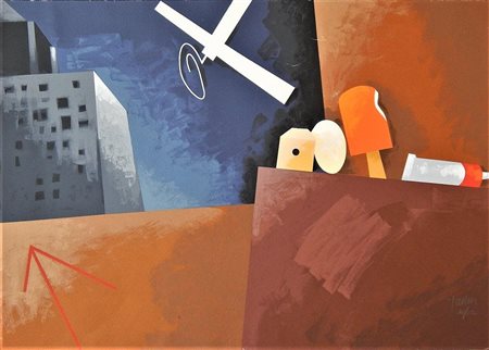 Emilio Tadini SENZA TITOLO serigrafia, cm 49x69 firma es. 12/150 accompagnato...