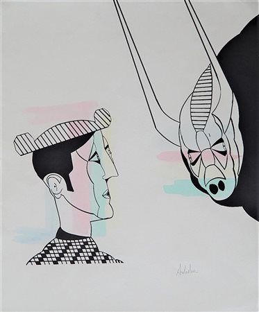 Salvador Aulestia SENZA TITOLO ritocco su base grafica, cm 59x49 firma