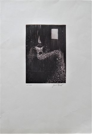 Cesare Peverelli FINESTRA NEL BUIO acquatinta cm 21,5x15 su foglio cm 51x35...