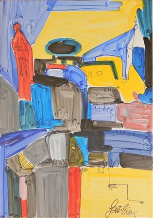 Aldo Gentilini SENZA TITOLO tecnica mista su cartoncino, cm 70x50 firma in...