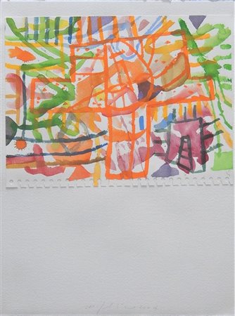 Mimmo Paladino SENZA TITOLO tecnica mista su carta, cm 49x38 firma e data...