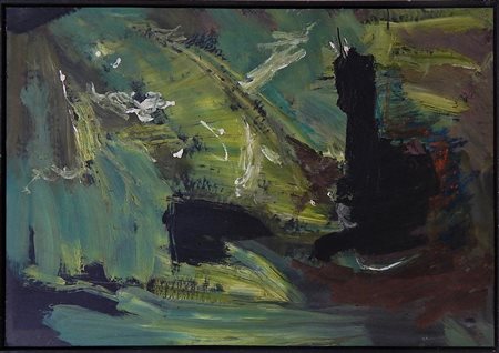 Giuliano Babini SENZA TITOLO olio su cartone, cm 69x99 firma e data al verso...