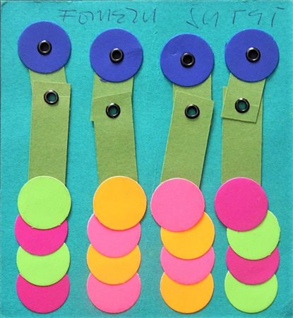 Miroslav Sutej SENZA TITOLO tecnica mista su carta e collage, cm 15x14 firma