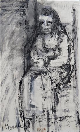 Ignoto SENZA TITOLO tecnica mista su carta, cm 40x25 firma e data eseguita...