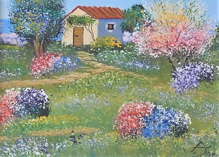 Paolo Soffici SENZA TITOLO olio su cartone, cm 28x38 firma in cornice