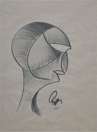 Riva SENZA TITOLO pennarelli su carta, cm 50x35 firma e data eseguito nel...