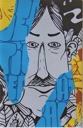 Fabrizio Sarti SENZA TITOLO tecnica mista su carta, cm 14x8 firma in cornice...