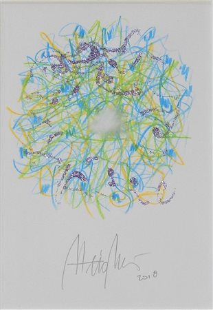 Davide Brevi FIORE DI NEVE tecnica mista su carta, cm 17x12 firma in cornice...