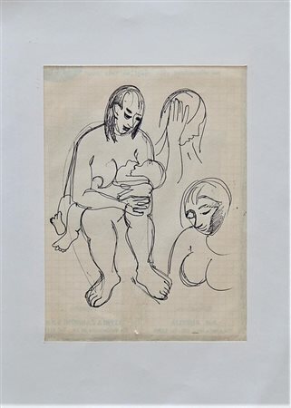 Cesare Vagarini SENZA TITOLO disegno a china su carta, cm 29x20,5 sigla CV e...