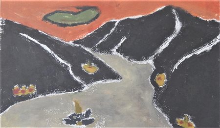 Davide Baroggi LA BAIA BLU olio su carta, cm 25x42 firma, titolo e data al...