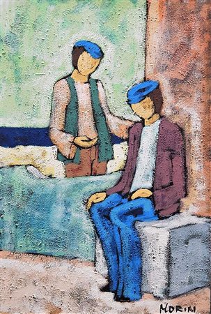 Ignoto SENZA TITOLO olio su cartoncino, cm 60x40 firma