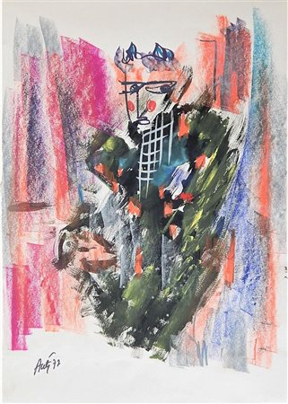 Auty SENZA TITOLO tecnica mista su carta, cm 70x50 firma e data eseguita nel...