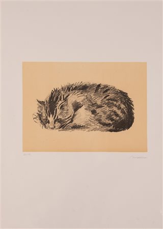 FRANCESCO MESSINA (Linguaglossa 1900 – Milano 1995). “Gatto”. Litografia a...