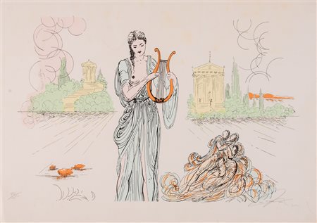 SALVADOR DALI’ (Figueres 1904 – 1989). “Senza titolo”. Litografia a colori su...