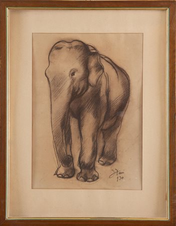 FRANCO DANI (Firenze 1895 - 1983). “Elefante 1930”, 1930. Carboncino su...