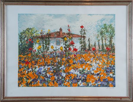 MICHELE CASCELLA (Ortona 1892 – Milano 1989). “Paesaggio”. Litografia a...