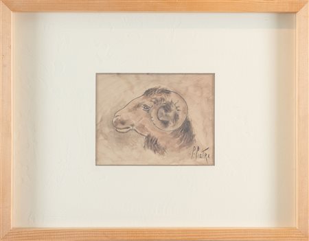 PIETRO PIETRA (Bologna 1885 – 1956). “Montone”. Acquerello su carta. Cm...