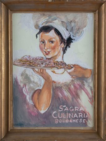 GIUSEPPE BACCI (Bologna 1921 - 2018). “Sagra culinaria bolognese”. Tecnica...
