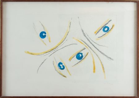 VIRGILIO GUIDI (Roma 1891 – Venezia 1984). “Occhi”. Litografia a colori su...