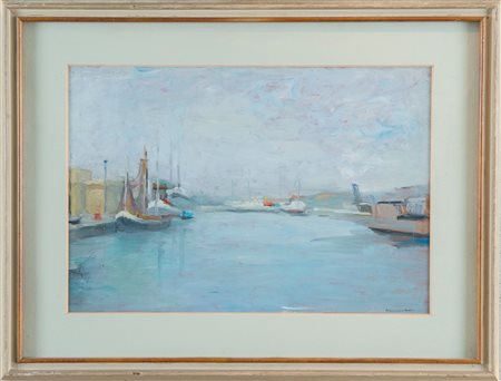 NORMA MASCELLANI (Bologna 1909 – 2009). “Darsena a Porto Corsini”, anni ’50....