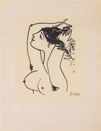PABLO PICASSO (Malaga 1881 – Mougins 1973). “Nudo”. Litografia su carta....