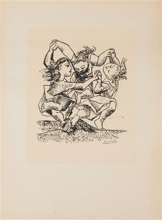PABLO PICASSO (Malaga 1881 – Mougins 1973). “Girotondo”. Litografia su carta....