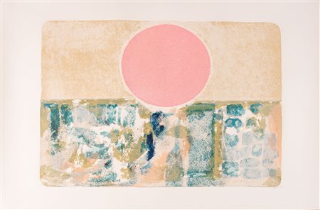 BRUNO SAETTI (Bologna 1902 - 1984). "Sole rosa", 1974. Litografia ad affresco...