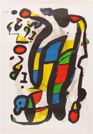 JOAN MIRO' (Barcellona 1893 - Palam di Maiorca 1983). Litografia a colori su...
