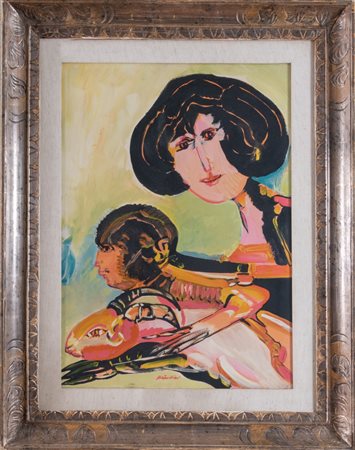 REMO BRINDISI (Roma 1918 - Lido di Spina 1996). “Pastorale”, anni ’70. Olio...