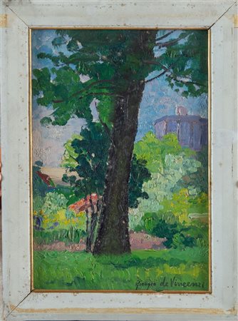 GIORGIO DE VINCENZI (Ferrara 1884 - Bologna 1965). "Paesaggio". Olio su...
