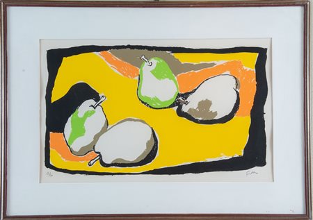 RENATO GUTTUSO (Bagheria 1911 - Roma 1987). "Le pere". Litografia a colori su...