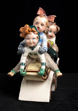 TIZIANO GALLI(1908-1986)  - CHILDREN ON A SLED