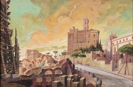 CAMILLO PARRAVICINI<br>Milano, 1902 - Roma, 1978 - Il Campidoglio dalla Via dell’Impero, 1920
