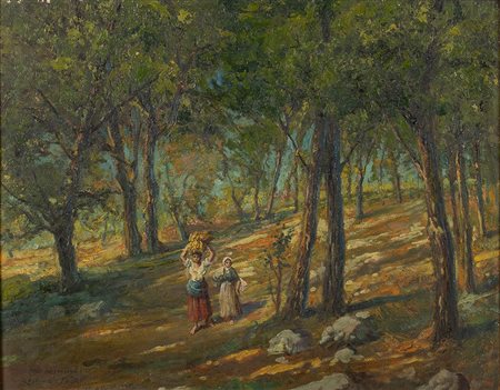 DOMENICO MASTROIANNI<br>Arpino, 1876 - Roma, 1962 - Contadine nel bosco, 1926