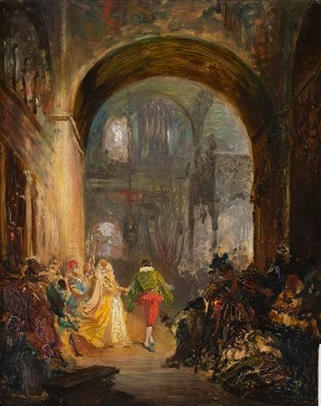 PABLO SALINAS (ATTR.)<br>Madrid, 1871 - Roma, 1946 - Interno di chiesa