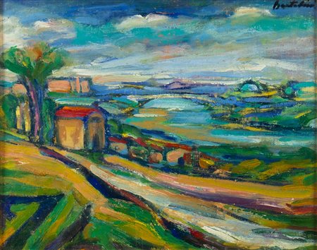 LUIGI BARTOLINI<br>Cupramontana, 1892 - Roma, 1963 - Paesaggio lacustre