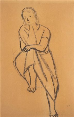 VIRGILIO GUIDI<br>Roma, 1891 - Venezia, 1984 - Figura seduta, 1936