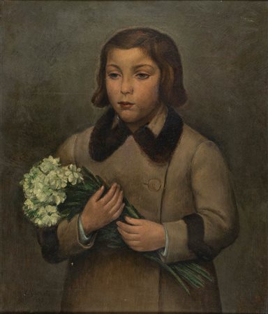 CARLO SOCRATE<br>Mezzana Bigli, 1889 - Roma, 1967 - Ritratto di bambina, 1935