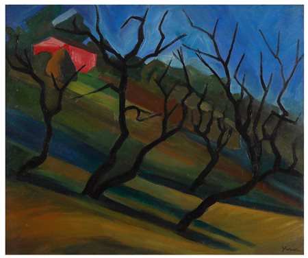 ARMIRO YARIA<br>Reggio Calabria, 1901 - Roma, 1980 - Olivi secchi (Paesaggio dinamico), 1939-40