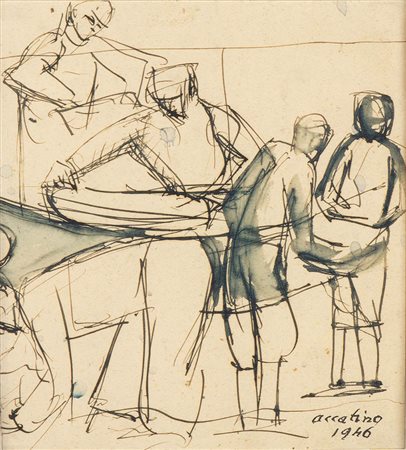 ENRICO ACCATINO<br>Genova, 1920 - Roma, 2007 - Senza titolo, 1946