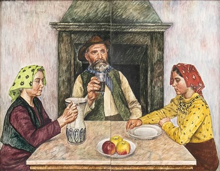 ALESSANDRO PANDOLFI<br>Pescara, 1887 - Pavia, 1953 - Desco familiare, 1947