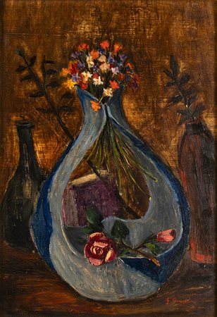 GISBERTO CERACCHINI<br>Foiano della Chiana, 1899 - Petrignano del Lago, 1982 - Natura morta, 1955