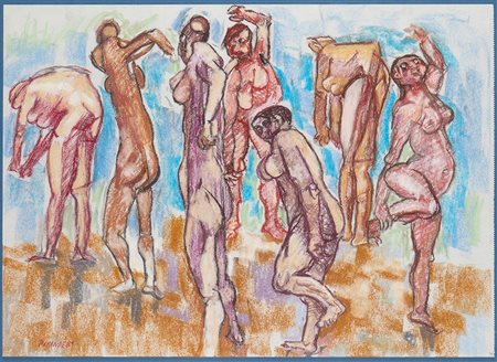 FAUSTO PIRANDELLO<br>Roma, 1899 - 1975 - Bagnanti danzatori