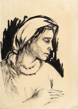 DOMENICO PURIFICATO<br>Fondi, 1915 - Roma, 1984 - Ritratto di donna, 1962