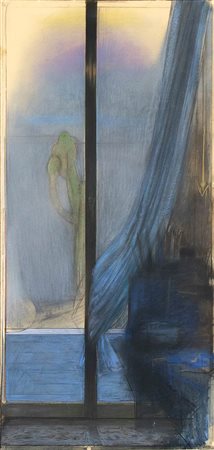 PIERO GUCCIONE <br>Scicli, 1935 - Modica, 2018 - Interno/esterno (dopo il tramonto), 1976