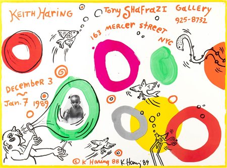 KEITH HARING<br>Reading, 1958 - New York, 1990 - Untitled, Affiche Tony Shafrazi Gallery, 1988