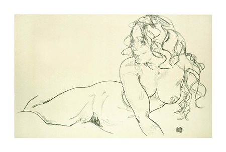 AFTER EGON SCHIELE - Nudo disteso con busto sollevato, 2007