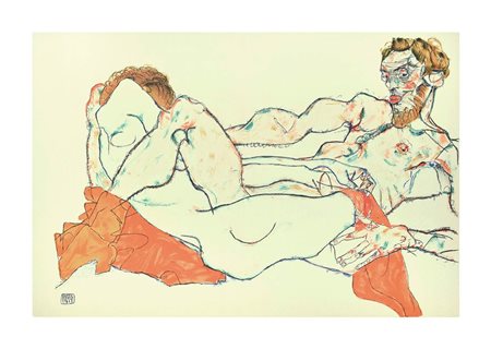 AFTER EGON SCHIELE - Nudo maschile e femminile disteso, intrecciato, 2007