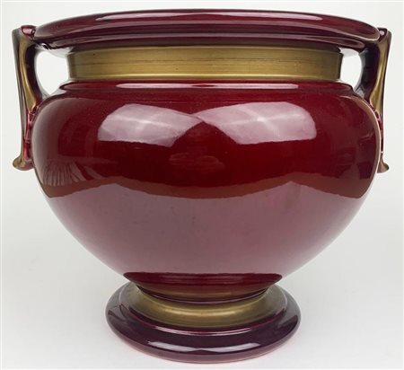 CACHEPOT in ceramica in stile Deco' alt. cm 27, diam. cm 31