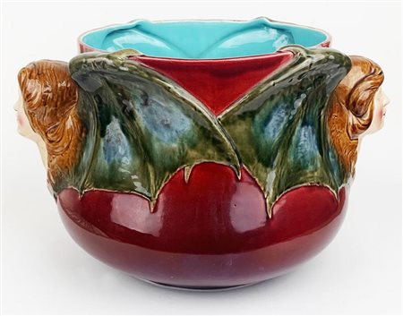 CACHEPOT in ceramica di marca Sarreguemines, modello n. 3467, raffigurante...